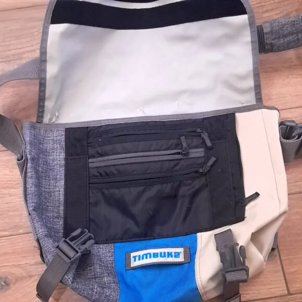 Timbuk2 Freestyle Plus Messenger Shoulder Bag Blue Gray cream grey crossbody‎